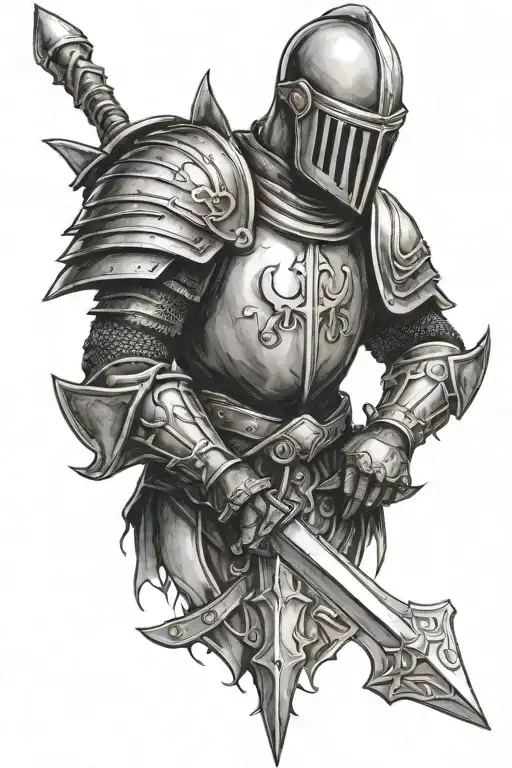 smile and templar knight tattoo design idea