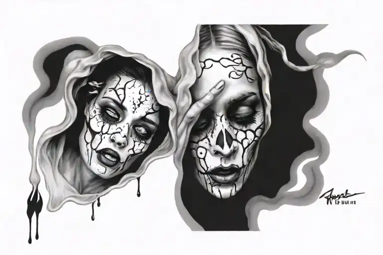 death in the form of love to capture the peircing curse of pain and sorrow the woman tears guide for hope  tattoo design idea