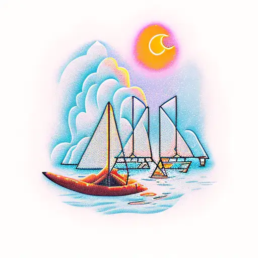 camp fire by the ocean  tattoo design idea