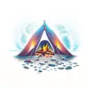 camp fire by the ocean  tattoo design idea