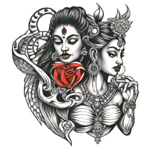 heartbreak shiva and girlfriend name swati tattoo design idea