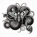 spider and butterfly and snake wrapped tattoo design idea