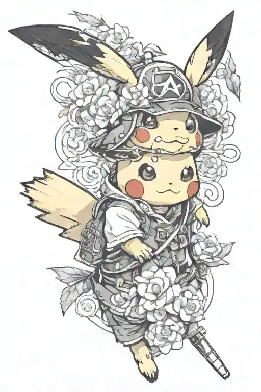 a bunch of different pikachu cosplaying as different anime characters  tattoo design idea