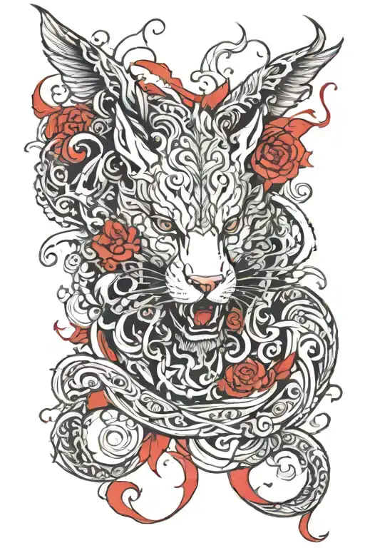 create me a sleeve that has red detailing. it has the aspects of strength shown through all the struggles one has gone t tattoo design idea