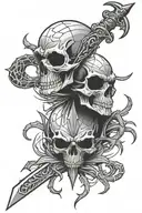 skull spider dagger tattoo design idea