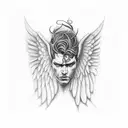half angel, half devil, with wings tattoo design idea