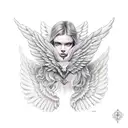 half angel, half devil, with wings tattoo design idea