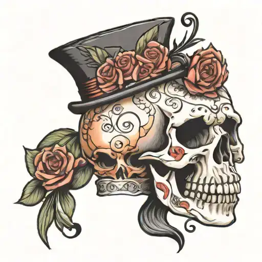 cute and skull tattoo design idea