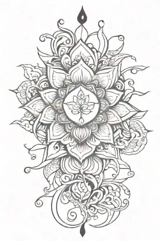 lotus moon unalome om symbol spine tattoo tattoo design idea