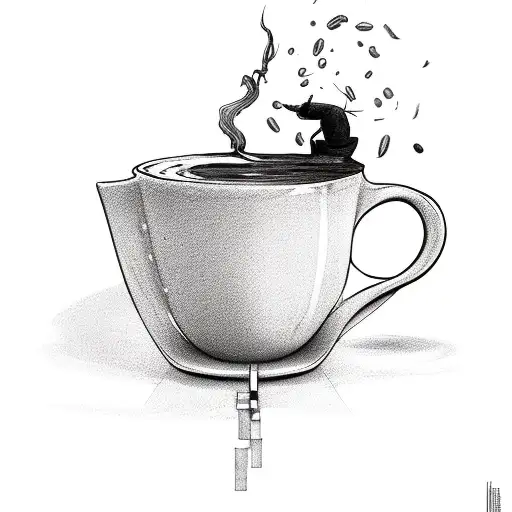 daylight sunset midnight cup of coffee inches miles laughter strife tattoo design idea