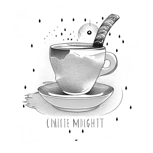 daylight sunset midnight cup of coffee inches miles laughter strife tattoo design idea