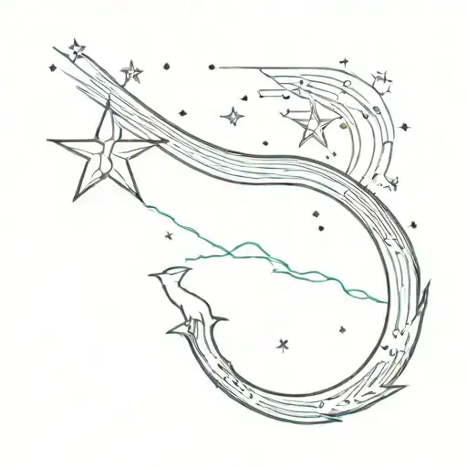 southern lights (aurora) sun and stars  tattoo design idea