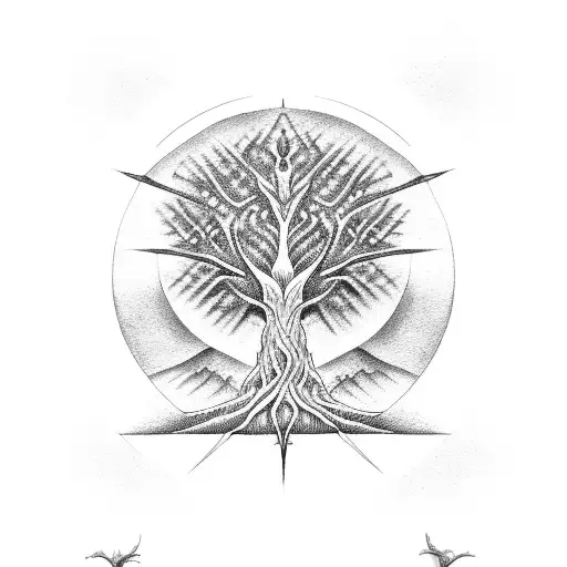 Sumerian Tree of Life tattoo design idea