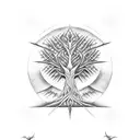 Sumerian Tree of Life tattoo design idea