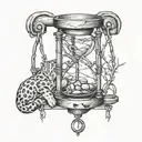 hourglass, love, patience, snow leopard, barbed wire, heart beat line, minimalistic style tattoo design idea