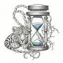 hourglass, love, patience, snow leopard, barbed wire, heart beat line, minimalistic style tattoo design idea