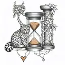 hourglass, love, patience, snow leopard, barbed wire, heart beat line, minimalistic style tattoo design idea