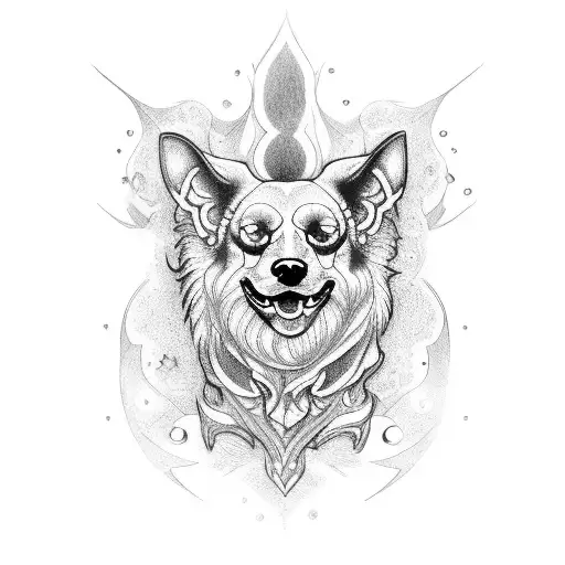 Cerberus with blue fire tattoo design idea
