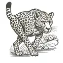 Southeast African cheetah walking tattoo design idea