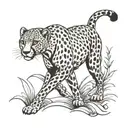 Southeast African cheetah walking tattoo design idea