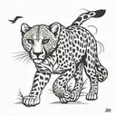 Southeast African cheetah walking tattoo design idea