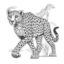 Southeast African cheetah walking tattoo design idea