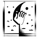 Moon Hand Man Planets tattoo design idea