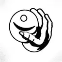 Moon Hand Man Planets tattoo design idea