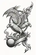 golf phoenix rising flames tattoo design idea