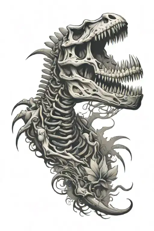 dinosaur skeleton tattoo design idea