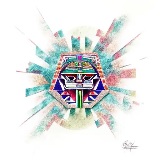 aztec design, aztec pyramid, mexican eagle  cheetah,  tattoo design idea