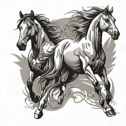horses breaking free from expectations tattoo design idea