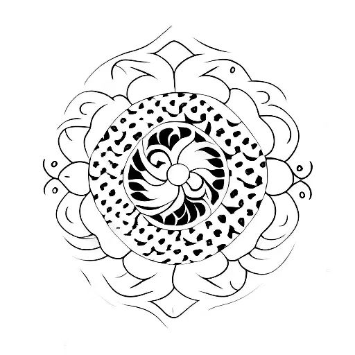 oriental fan with koi fish pattern tattoo design idea