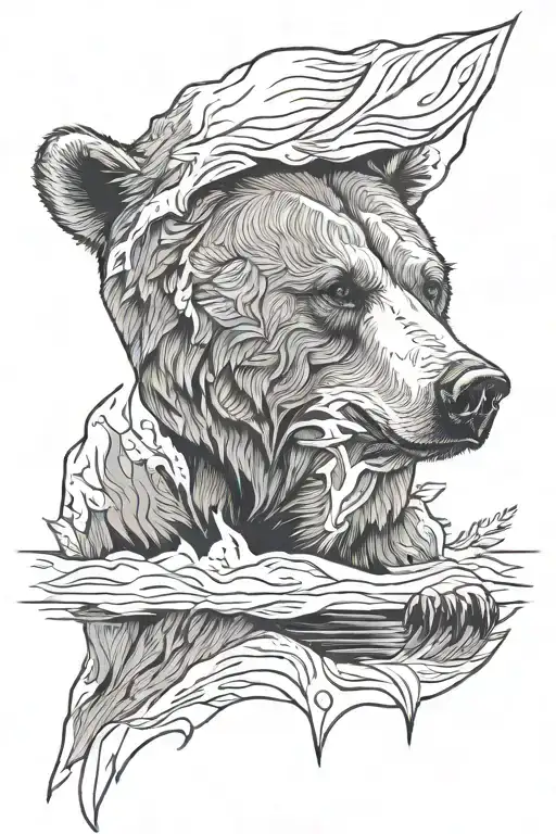 grizzly bear portrait tattoo tattoo design idea