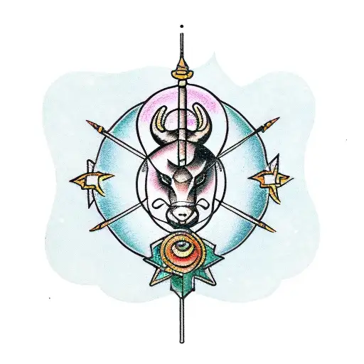 Combination of zodiac signs Aries and Sagittarius tattoo design idea
