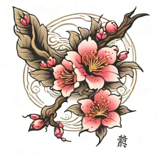 Japanese cherry blossom tattoo design idea