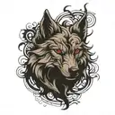 decomposing wolf head tattoo design idea