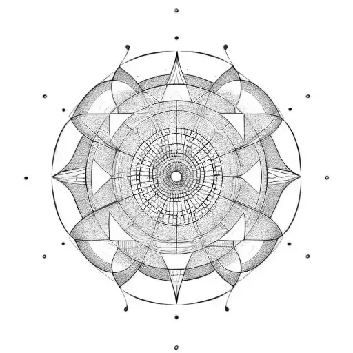 circle with a long line through it tattoo design idea