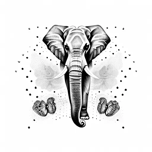 Elephant with Butterflies  tattoo design idea