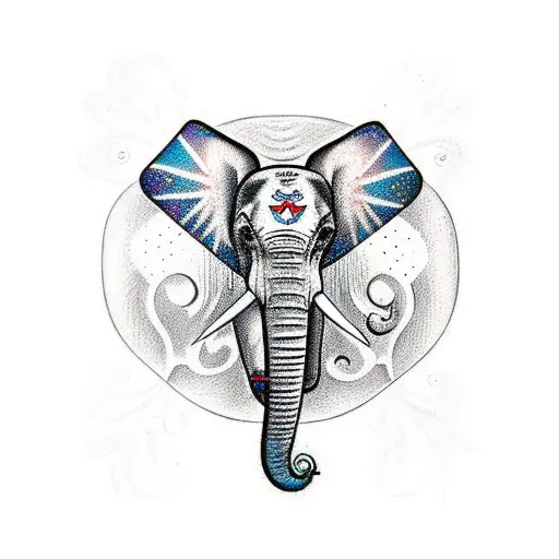 Elephant with Butterflies  tattoo design idea