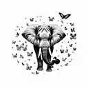 Elephant with Butterflies  tattoo design idea