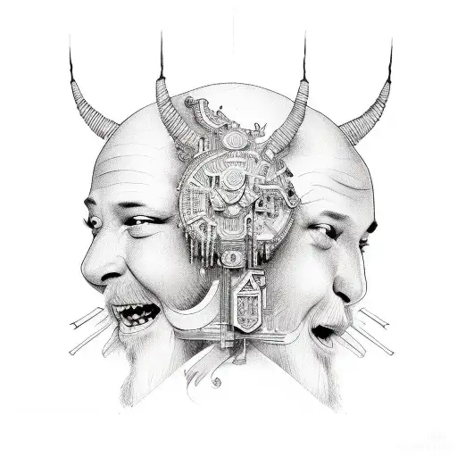 unique memorial music and laughter  tattoo design idea