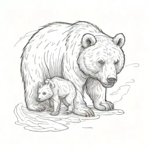 a bear with a bear cub  tattoo design idea