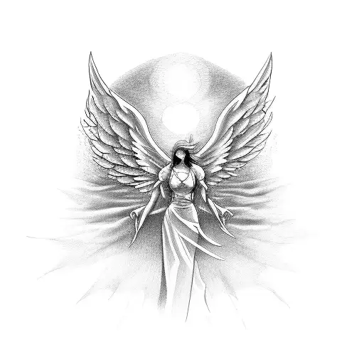 falling angel with lightnings sround him forarm tattoo design idea