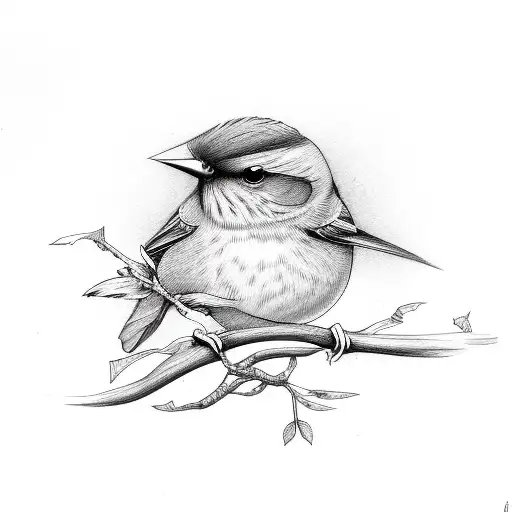 canary on branch tattoo design idea