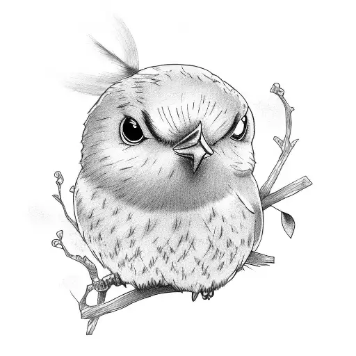 canary on tree branch, simple tattoo design idea