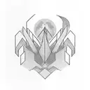 A simple, elegant, and minimal monochrome hand tattoo that contains symbols for flow, breathe, and moving forward. tattoo design idea