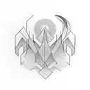 A simple, elegant, and minimal monochrome hand tattoo that contains symbols for flow, breathe, and moving forward. tattoo design idea