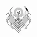 A simple, elegant, and minimal monochrome hand tattoo that contains symbols for flow, breathe, and moving forward. tattoo design idea