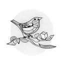 canary on branch tattoo design idea